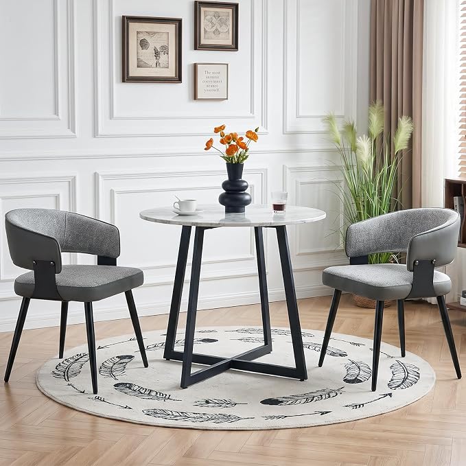 Dining Chairs Set of 2, Modern Upholstered Kitchen & Dining Room Chairs with Breathable Woven Fabric, Easy to Assemble & Clean for Dining Room, Restaurant, Cafe