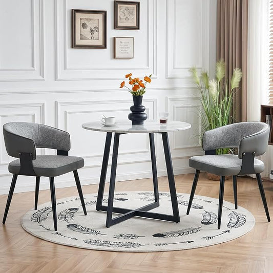 Dining Chairs Set of 2, Modern Upholstered Kitchen & Dining Room Chairs with Breathable Woven Fabric, Easy to Assemble & Clean for Dining Room, Restaurant, Cafe