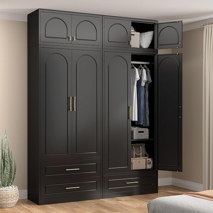 UNICOLY 15" Wall Mounted Storage Cabinet, Small Armoire Wardrobe Closet, Small Hanging Cabinet for Bedroom School, Employee, Gym, Armarios De Ropa para Dormitorio, Assembly Required, Black