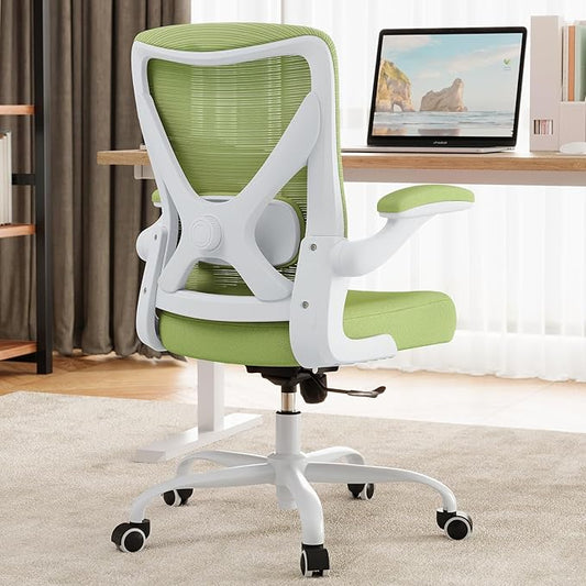Office Chair Ergonomic Desk Chair Comfy: 330LBS Mesh Computer Chair Ergonomic Gaming Chairs with Wheels Adjustable Lumbar Support and Flip up Armrest-Swivel Executive Chairs Long Hours(Green)