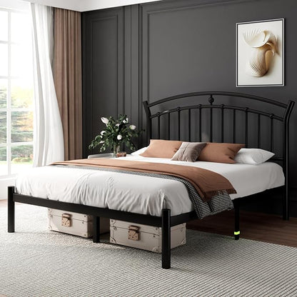 Feonase Full Black Bed Frame, Heavy-Duty Metal Bed Frame with 13 Hardened Steel Slats, 12" Under-Bed Storage, Noise-Free, Easy Assembly