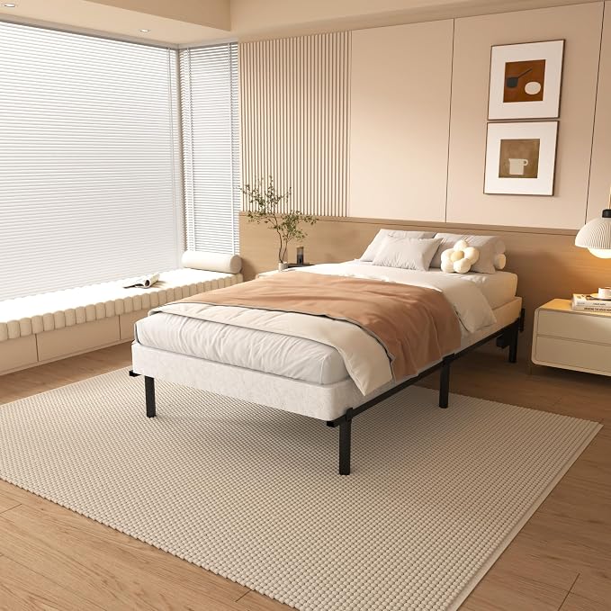 NHODIR 4 Inch Twin Box Spring Bed Base,Heavy Duty Metal Box Spring for Twin Bed Mattress Foundation with Fabric Cover, Noise-Free, Easy Assembly