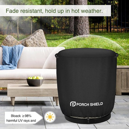 Porch Shield Fade Resistant Round Patio Fire Column Cover 24 inch Waterproof Outdoor Tall Fire Pit Cover