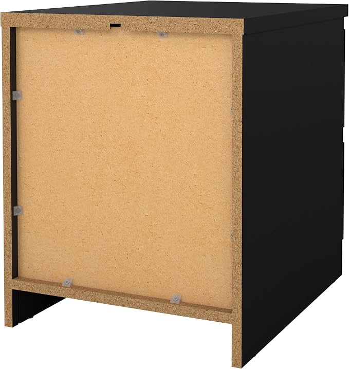 2 Drawer Nightstand, Black Matte | Contemporary Design, Handle-Free