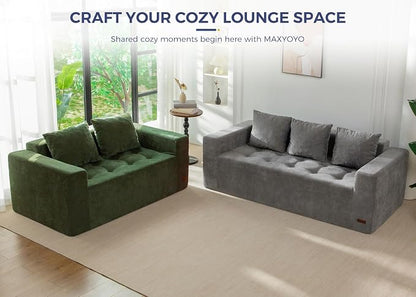 MAXYOYO Modular Sofa Couch, 75" Oversized Loveseat Boneless Cloud Couch with Deep Seat, Chenille Upholstered Living Room Comfy Sofa Chair for Living Room, No Assembly Required, Light Grey