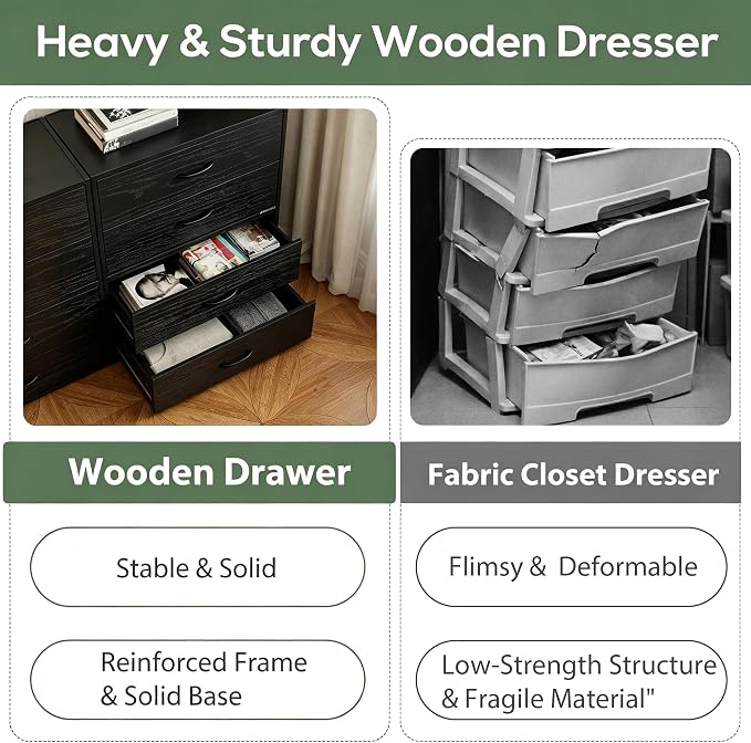 PrimeZone 2 Wood Drawer for Closet Storage: Black Stackable Short Closet Dresser for Clothes Organizer - Modular Chest Cabinet for Closet Bedroom Dorm Wardrobe Nursery, 6 Packs