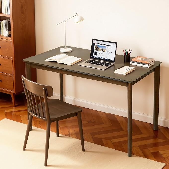 Hokway Dining Table for 4, 43 Inch Rectangular Solid Wood Kitchen Table for Small Space, Modern Dinner Table for Dining Room, Living Room, Office, Oak