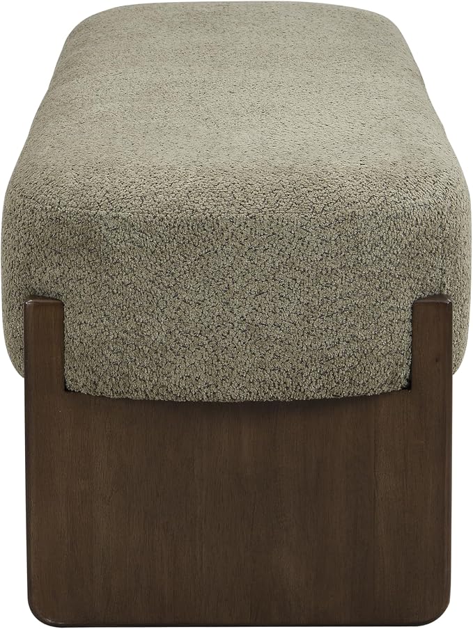 Virubi Elegant Upholstered Loop Yarn Ottoman, Dark Green End of Bed Entryway Benches, Corner Dining Bench Shoe Stool for Indoor Bedroom Living Dining Room (Dark Green)