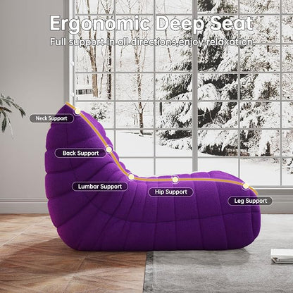 WHGBJA Bean Bag Chairs for Adults with Memory Foam Couch, Loveseat Sofa Chair for Bedroom, Living Room, Reading, Gaming Floor Sofa Couch, Boneless, Comfy
