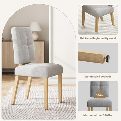 HOMRELEXA Wooden Dining Chairs Set of 4, Dining Room Chairs with Wood Legs, Cloud-Like Cushion & Reinforcement Structure Design for Kitchen/Living Room/Restaurant, Easy Assembly