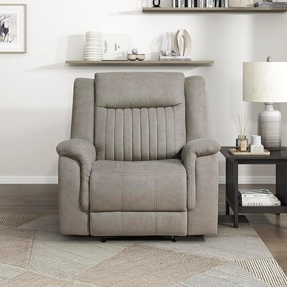 Lexicon Manual Recliner Chair, Polished Microfiber Reclining Sofa Chair, Home Theater Seating, Wall Hugger Manual Recliner for Living Room/Office/Apartment, Dove