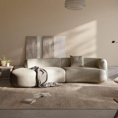 Acanva Formia Boucle Curved Sectional Couch for Living Room | Modular Sofa, Modern Minimalist, Wood Frame, For Apartment, Home Office