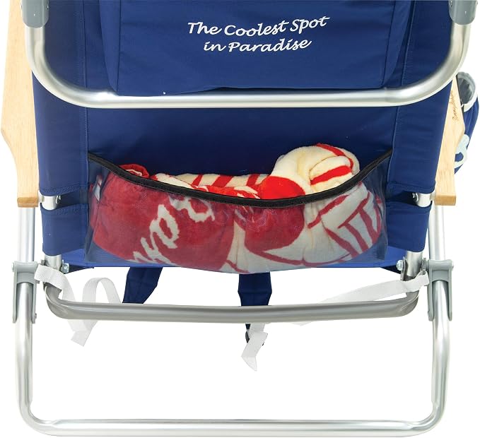 Tommy Bahama 2-Pack 5-Position Classic Lay Flat Backpack Beach Chair with Cooler and Cup Holder, Portable Folding Beach Chair for Tanning, Navy
