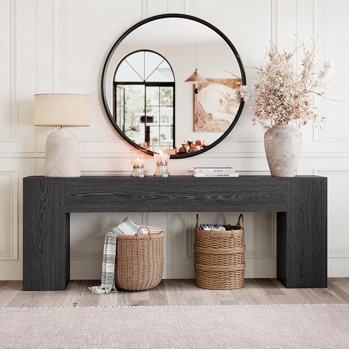 Epecoya 86 Inch Entryway Table for Living Room, Extra Long Sofa Console Table Behind Couch, Modern Wood Console Tables for Entryway, Apartment, Hallway, Black