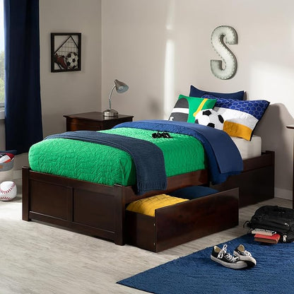 AFI, Concord Twin Platform Bed with Footboard & Storage Drawers, Walnut