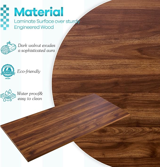 Kaboon 42x20 inches Tabletop, Solid One-Piece Desktop for Sit Stand Desk, Double Desks, L Desk DIY,Wood Countertop Home or Commercial Use,1 inch Thick, Dark Walnut