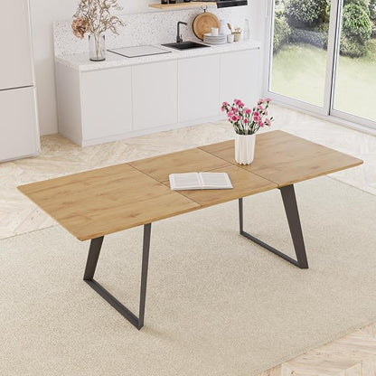 ZckyCine 51‑67 Inch Expandable Dining Table, Rectangular Wooden Tabletop for Small‑Space Homes & Kitchen