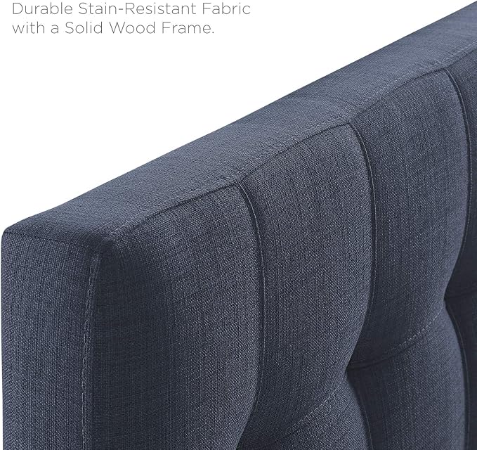 Modway Lily Tufted Linen Fabric Upholstered Twin Headboard in Navy