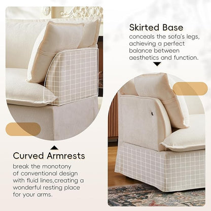 ERYE 47" Chenille Upholstered Accent Chair Wide Seat Armchair for Living Room Bedroom, Modern Upholstered Armchair W/ 2 Pillows and USB-C Ports for Home Apartment Office