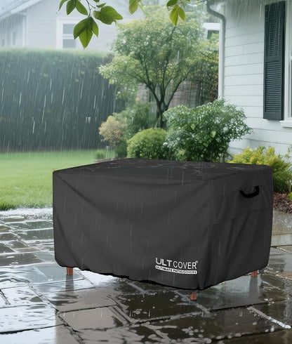 ULTCOVER Rectangular Gas Fire Pit Table Cover 52x34 inch Waterproof Heavy Duty Firepit Cover, Black