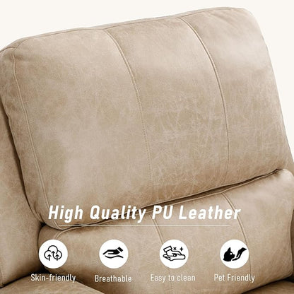 HAOMARKETS Electric Recliner Chair, Soft PU Leather Power Recliners with Padded Backrest, Single Overstuffed Heavy Duty Reclining Sofa for Living Room Bedroom, Beige
