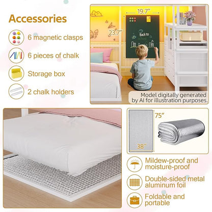 busyaeh Low Bunk Bed,Bunk Bed Full Over Twin with 8 Drawers & 4 Shelves | bunk Bed with Desk & 15" H Safety Guardrail & LED Lights and Charging Station,L-Shaped Bunk Beds with Stairs,White bunk bed