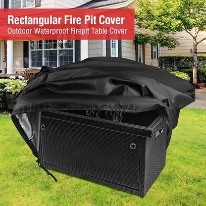 Fire Pit Cover Rectangular 45 Inch,Propane Gas Fire Pit Table Cover,Outdoor Waterproof Firepit Table Cover - 45 x 24 x 25 Inch