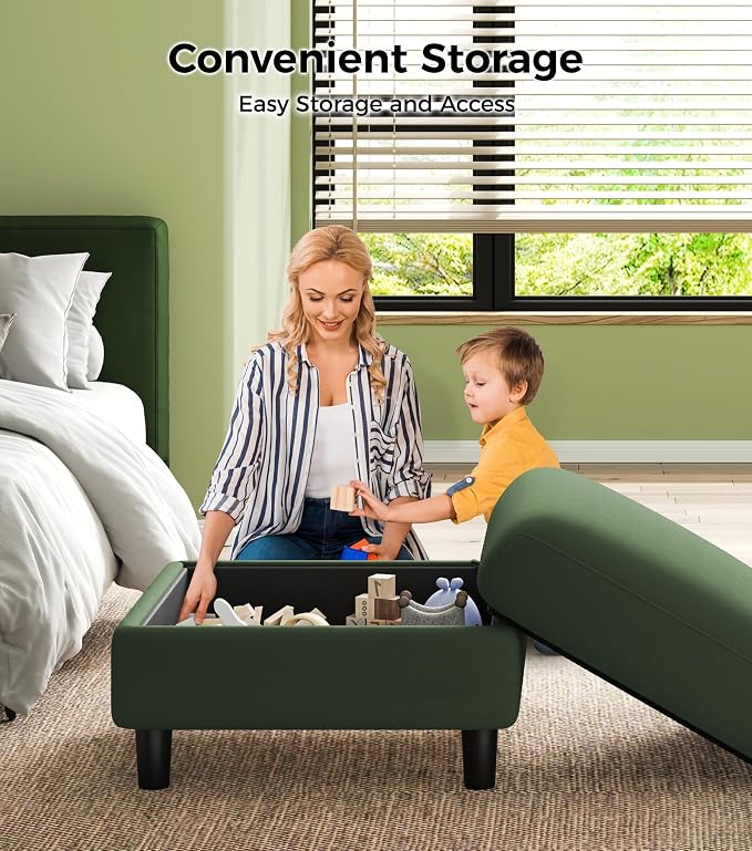 Welzona 83" Couches for Living Room, Teddy Sofa Couch with Storage Ottomans, U Shaped Couch with Movable Ottomans, Tool-Free Modular Sectional Sofa, All-Wood Sofas for Living Room 2 Pillows, Green