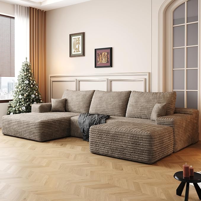 108" Sectional Couches for Living Room Modern Modular Sofa with L-Shape Couchs Upholstered Boneless Couch Deep Seat Sectional Couch with Chaise (Camel, 108"Left facing chaise+2Seaters+1Ottoman)