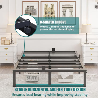 Yitong Angel Full Size Bed Frame, 14 Inch Heavy Duty Support 3500 lbs Metal Platform, No Box Spring Needed/Noise Free/Non-Slip/Steel Slat Support/Easy Assembly