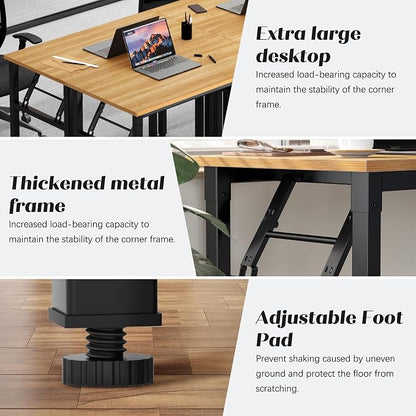 Need Office Computer Desk -35.8 L Sturdy and Heavy Duty Folding Laptop Table,Writing Table/Home Office Desk/Sewing Table, No Assembly Required, Teak & Black Frame