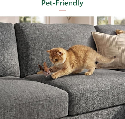 HONBAY Sectional Sofa, 6 Seats 80 Inch L Shaped Couch with Ottoman Pet-Friendly for Small Apartment Living Room, Light Grey