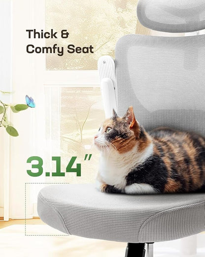 Marsail Ergonomic Office Chair with 3D Armrests, Pack of 4 | Office Desk Chair with High Back Mesh, Adjustable Lumbar Support, Rolling Work Swivel Task Chairs with Wheel, Headrest, home