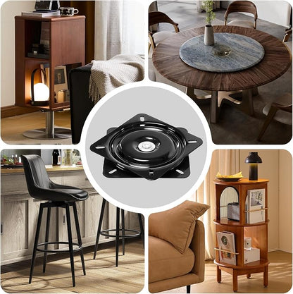 Frassie 2 Pack 8 Inch Bar Stool Chair Swivel Plate Replacement, 360 Degree Swivel Square Heavy Duty Turntable for Recliner Chair