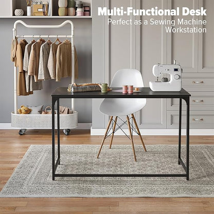 WOHOMO Folding Desk, 47.2" Foldable Computer Desk for Bedroom, Space Saving Computer Table Writing Workstation for Home Office, Easy Assembly, Black