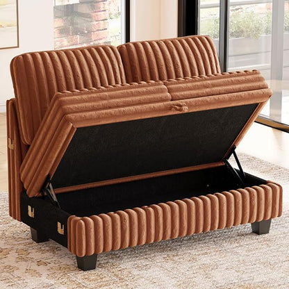 Belffin Corduroy Fabric Loveseat Module for Modular Sectional Couch for Living Room 2 Seater Modular with Storage Brick Red Couch