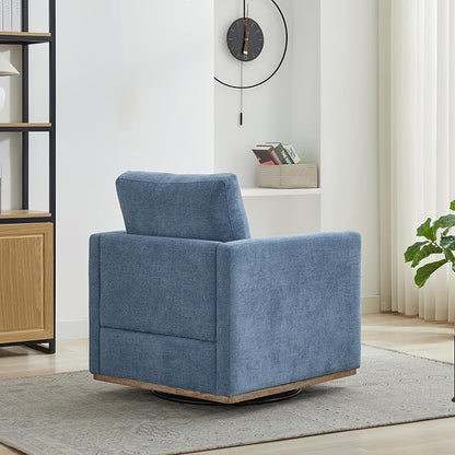 Swivel Accent Chair Set of 2, 360 Degree Square Swivel Chair for Living Room, Mid Century Modern Upholstered Barrel Chair,Comfy Sofa Armchairs for Bedroom,Nursery,Chenille, Blue