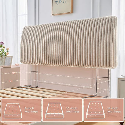 4.7" Upholstered Modern Headboard for Queen Size Bed, Height Adjustable and Ergonomic Headboard, Easy Assemble, Sturdy and Durable, Faux Rabbit Fur, Light Camel