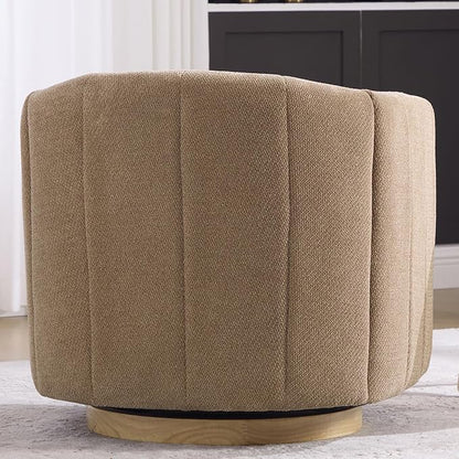 Swivel Barrel Chair Set of 2, 360 Degree Round Swivel Accent Chair for Living Room, Mid Century Modern Upholstered Accent Chair,Comfy Tufted Sofa Armchairs for Bedroom,Nursery,Chenille, Taupe