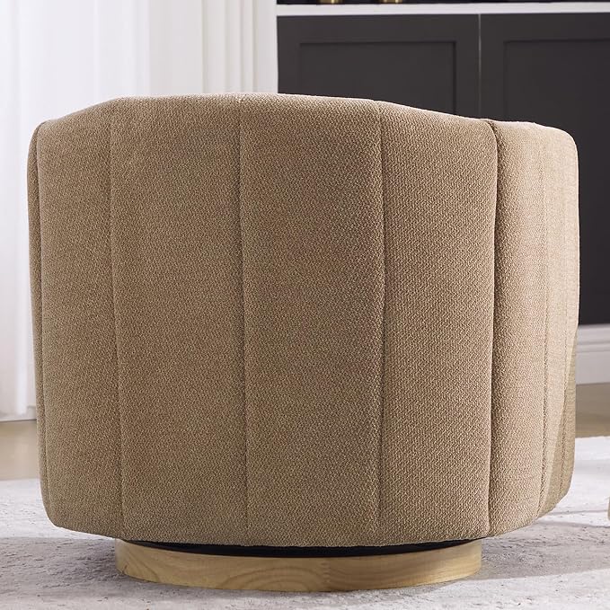 Swivel Barrel Chair, 360 Degree Round Swivel Accent Chair for Living Room, Mid Century Modern Upholstered Accent Chair,Comfy Tufted Sofa Armchairs for Bedroom,Nursery,Chenille,Taupe