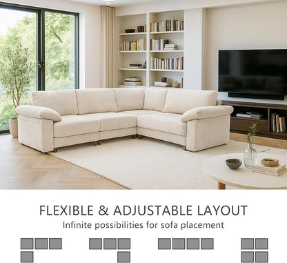 Oversized Modular Cloud Couch with Removable Washable Cover, L -Shaped Sectional for Large Living Room, Plush Chenille & Deep Seat（Beige）