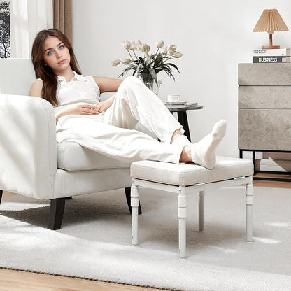 TIOPGHAD Adjustable Ottoman Pouf Footrest, 60 Degree Tilt, Beige | 4-Height, 28 Positions, Iron frame, Foam Cushion, 15.74 x 11.81 x 13.34 in, Under Desk, Living room, Home Office