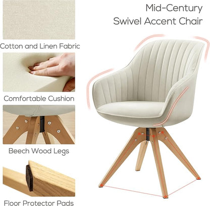 Art Leon Beech Wood Swivel Desk Chair for Home Office, No Wheels