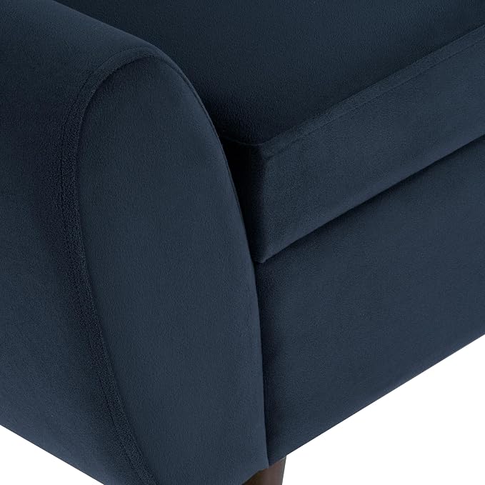HomePop 60" Modern Storage Bench with Wood Legs - Blue Velvet