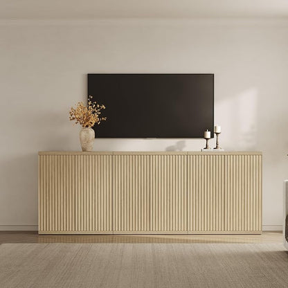 SICOTAS Buffet Cabinet with Storage Accent Sideboard Modern Credenza with Doors & Shelves Fluted Media Console Mid Century Coffee Bar Table for Living Room Kitchen Dining Room Hallway