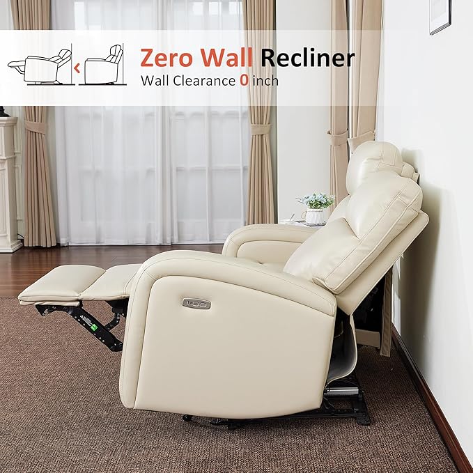 MCombo 56" Zero Wall Recliner Loveseat, 2-Seat Power Wall Hugger Sofa with USB & Type-C Dual Ports, for Small Space, Living Room, RV PR646M1 (Beige, Loveseat)