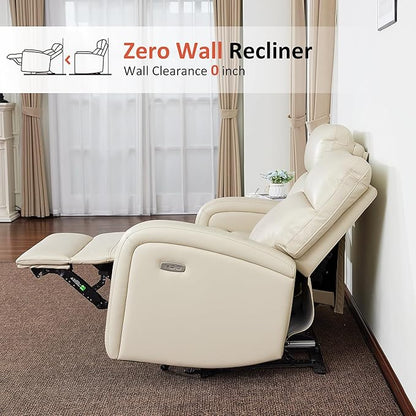 MCombo 56" Zero Wall Recliner Loveseat, 2-Seat Power Wall Hugger Sofa with USB & Type-C Dual Ports, for Small Space, Living Room, RV PR646M1 (Beige, Loveseat)