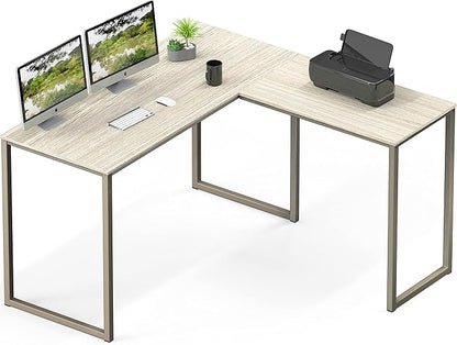 SHW Mission 48 x 48 Inches L-Shape Home Office Computer Desk, Maple