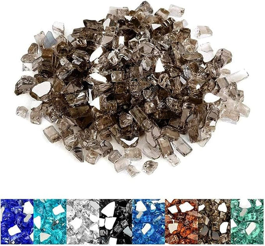 Mr. Fireglass 10 Pounds Fire Glass - 1/4 Inch High Luster Reflective Tempered Fire Pit Glass Rocks for Propane & Natural Gas Fire Pit Table Fireplace and Landscaping, Bronze