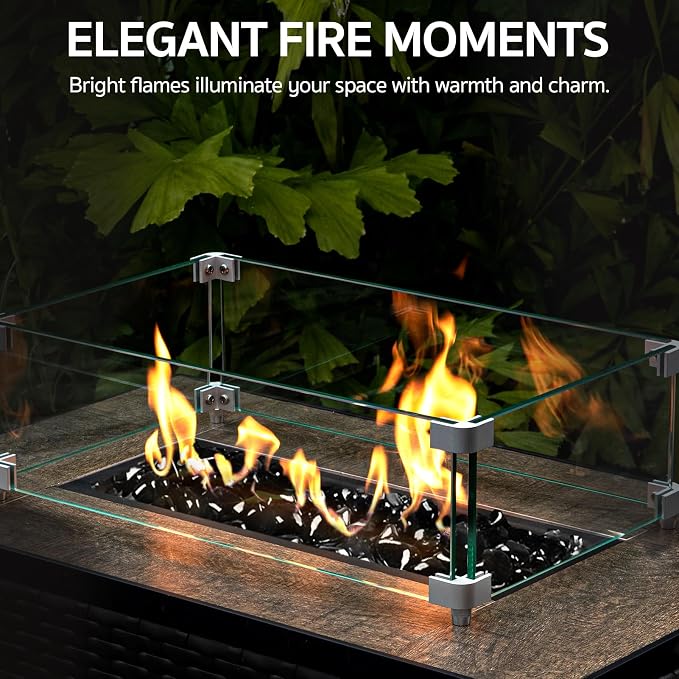 GASPRO 10 Pound Fire Glass Diamonds 1 Inch, Fire Pit Glass Rocks for Gas Fireplace and Fire Pit, Black, High Luster